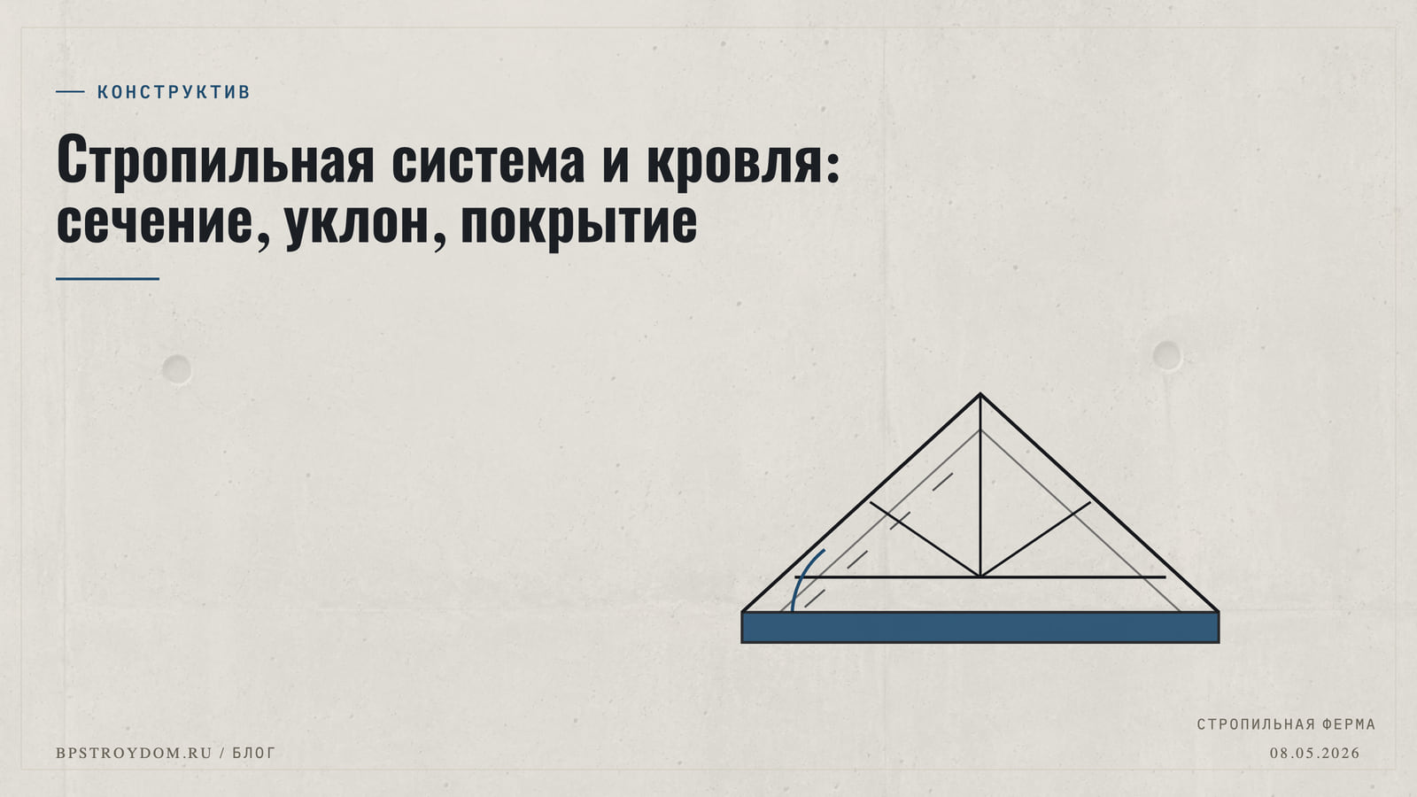 Стропильная система и кровля: сечение, уклон, покрытие